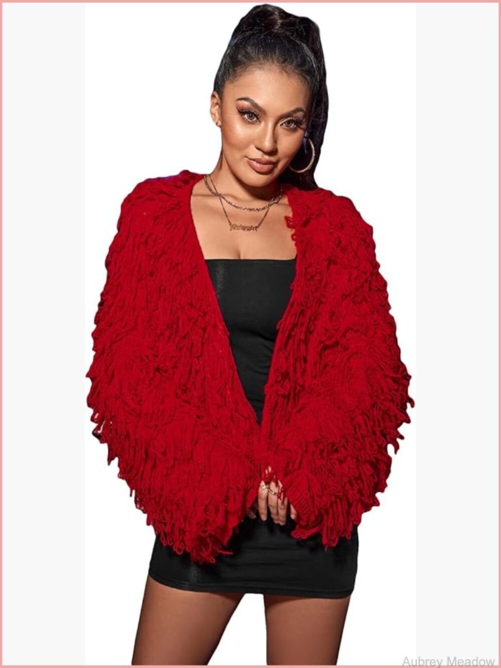 Shaggy Knit Duster Cardigan Open Front Long Sleeve Sweater